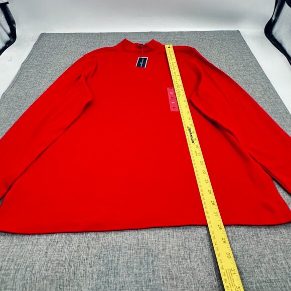 NEW! Karen Scott Long Sleeve Top‎ Mock Neck Plus 2X Cotton Amore Red - Picture 5 of 10